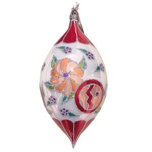 Christopher‎ Radko Christmas Floral Tree Ornament Handpainted Teardrop Flower
